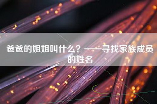 爸爸的姐姐叫什么？——寻找家族成员的姓名