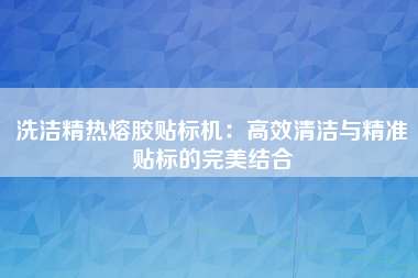 洗洁精热熔胶贴标机：高效清洁与精准贴标的完美结合